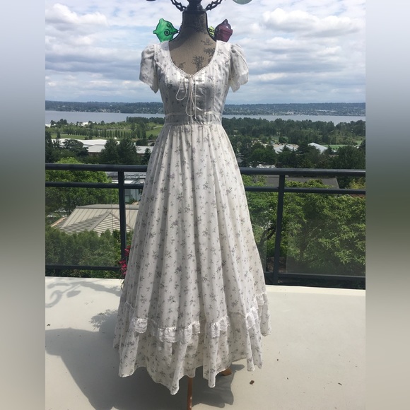 Vintage Gunn Sax by Jessica McClintock Prairie Dress Cottage-core  - Size 9 - Picture 3 of 17